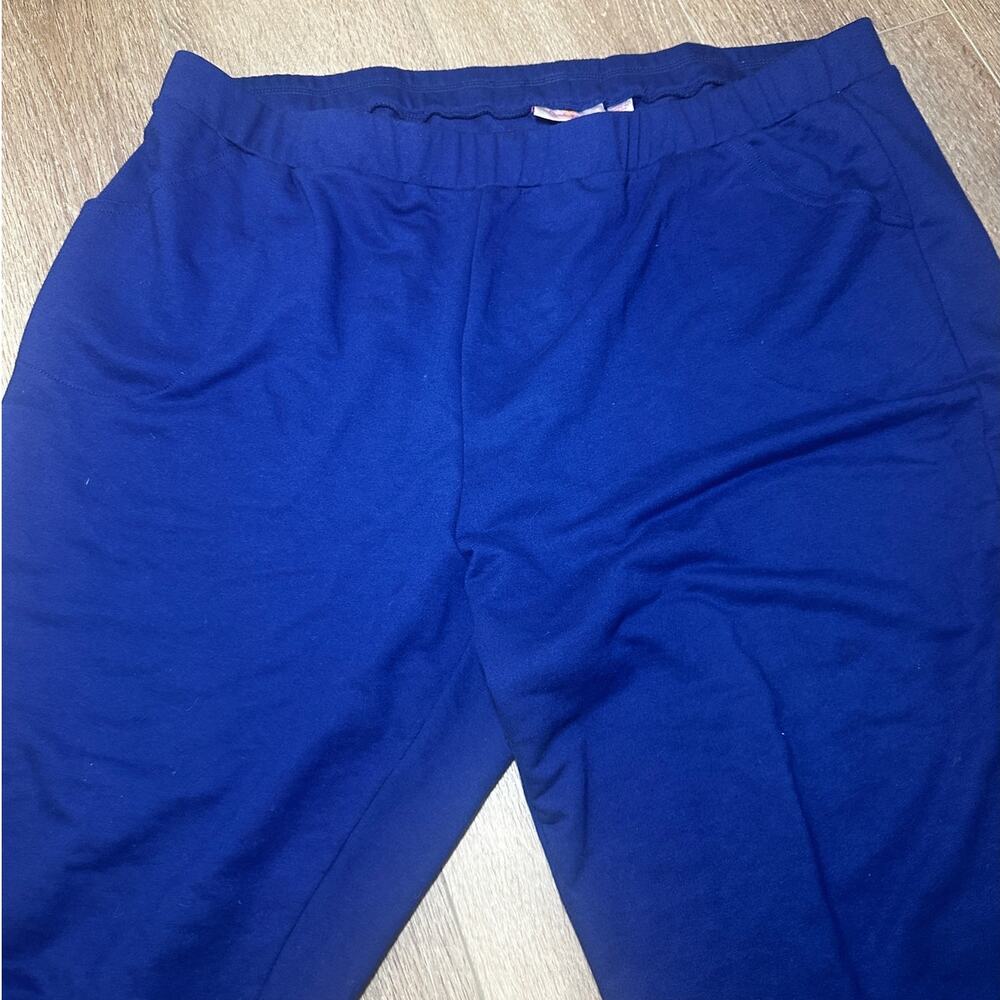 Quacker Factory Capri Pants XXL Blue Pull On Elastic Waist Sequin Hem - Picture 6 of 10